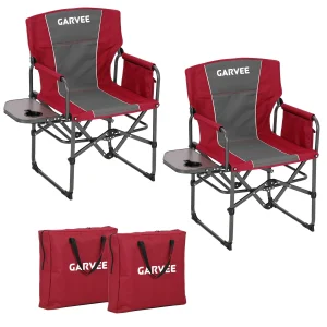 Oversized Heavy Duty Folding Camping Chair with Side Table, Cup Holder & Side Pocket