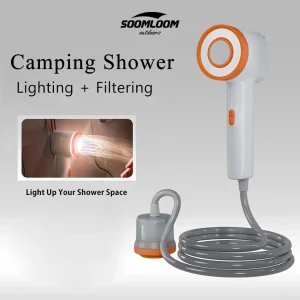 Portable Camping Outdoor Shower Kit with Filter & LED Light
