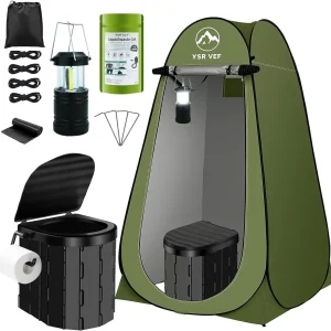 Portable Camping Toilet Kit with Pop-Up Privacy Shelter